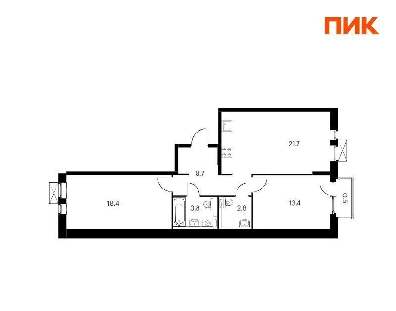 квартира г Обнинск 55-й микрорайон ЖК Московский квартал 4д фото 1