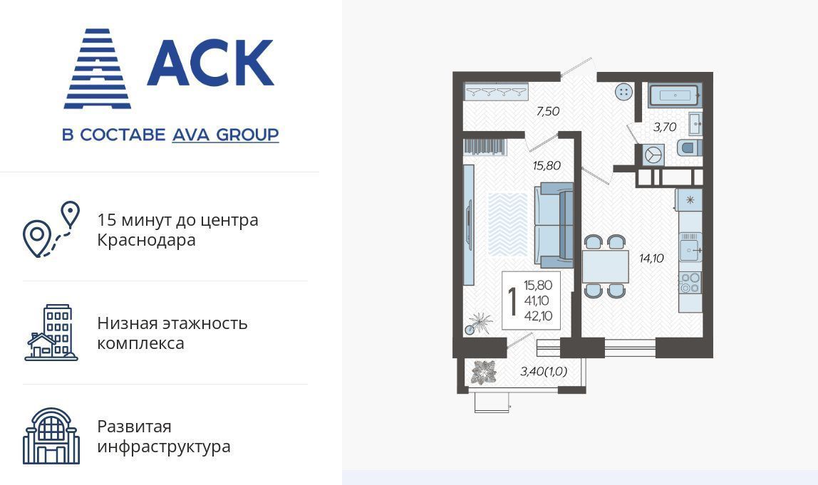 квартира г Краснодар р-н Прикубанский микрорайон 9-й километр ул Ярославская 115/1 фото 1