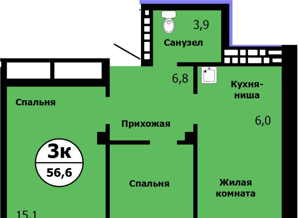 квартира г Красноярск р-н Свердловский ул Лесников 1 фото 1