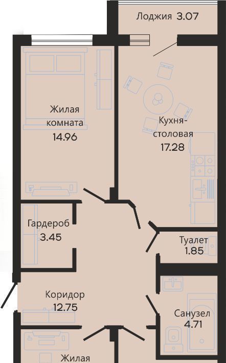 квартира г Калининград р-н Ленинградский ЖК «Нахимовский квартал» фото 1