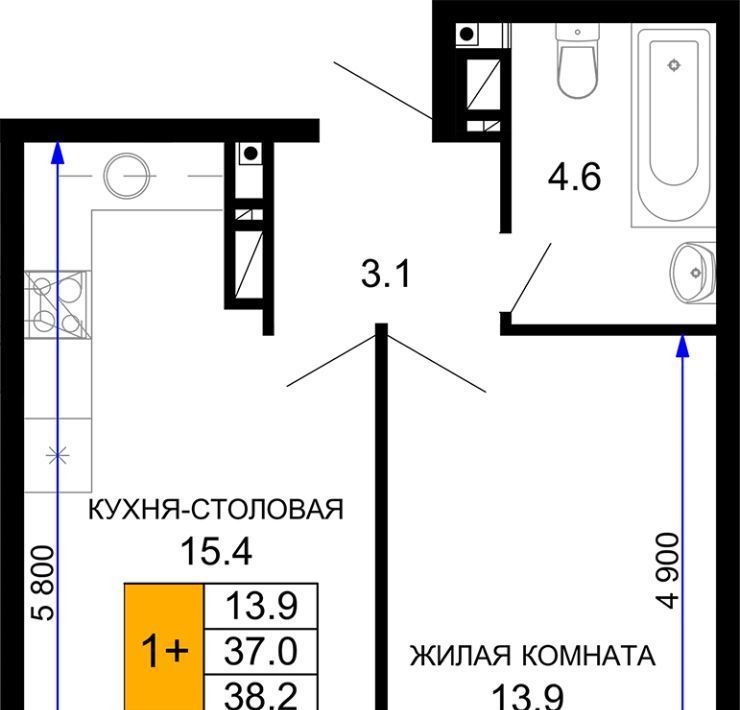 квартира г Краснодар р-н Прикубанский Николино Парк ул Почтовое отделение 87 15 Прикубанский округ фото 1