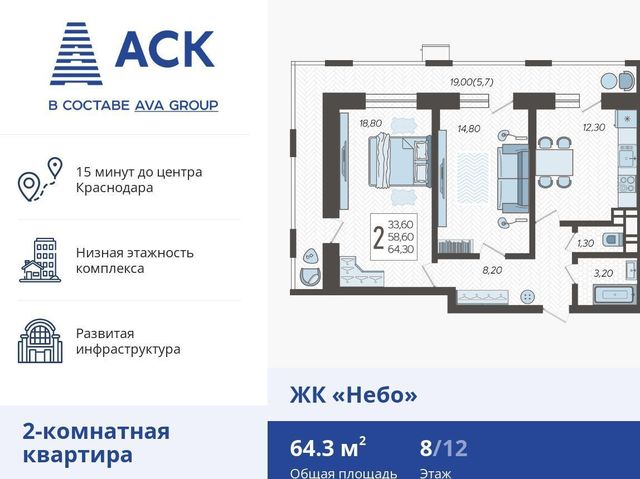 квартира г Краснодар р-н Прикубанский ул Ярославская 2 д. 115 фото