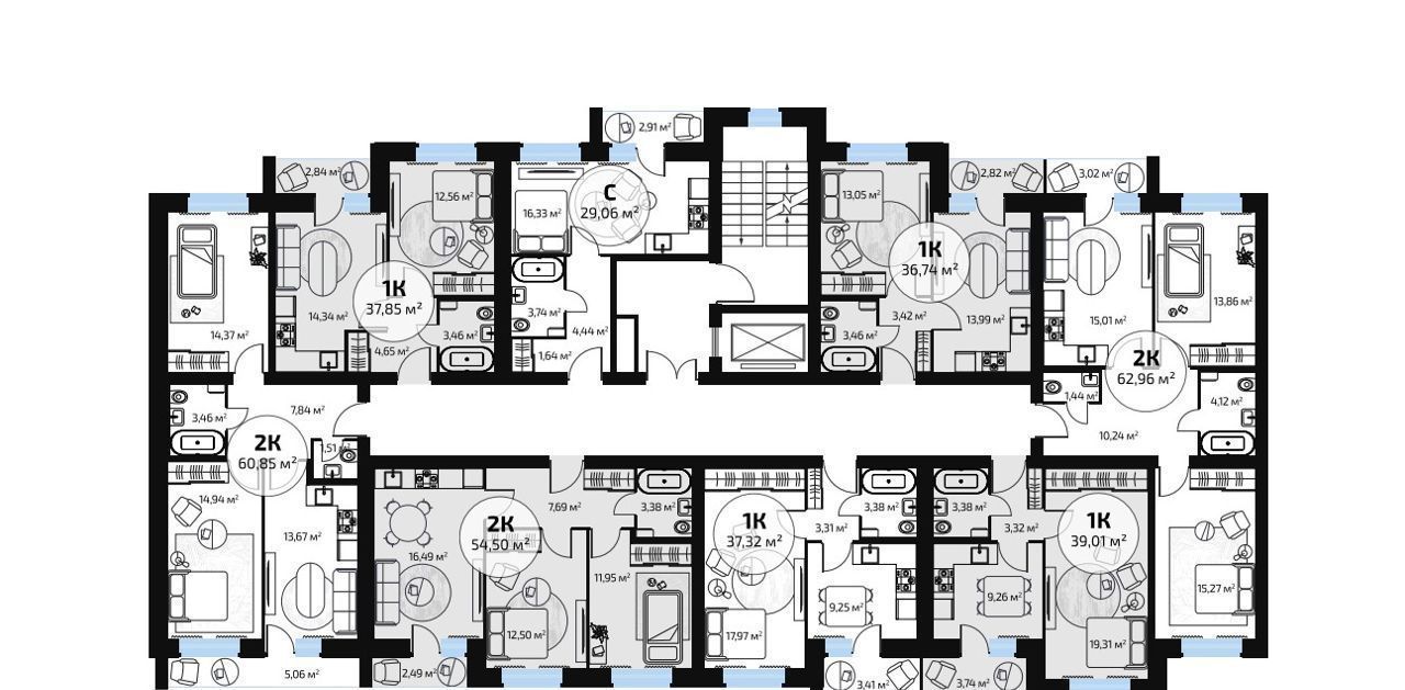 квартира г Самара п Мехзавод кв-л 1 60 р-н Красноглинский блок-секция 59 фото 12