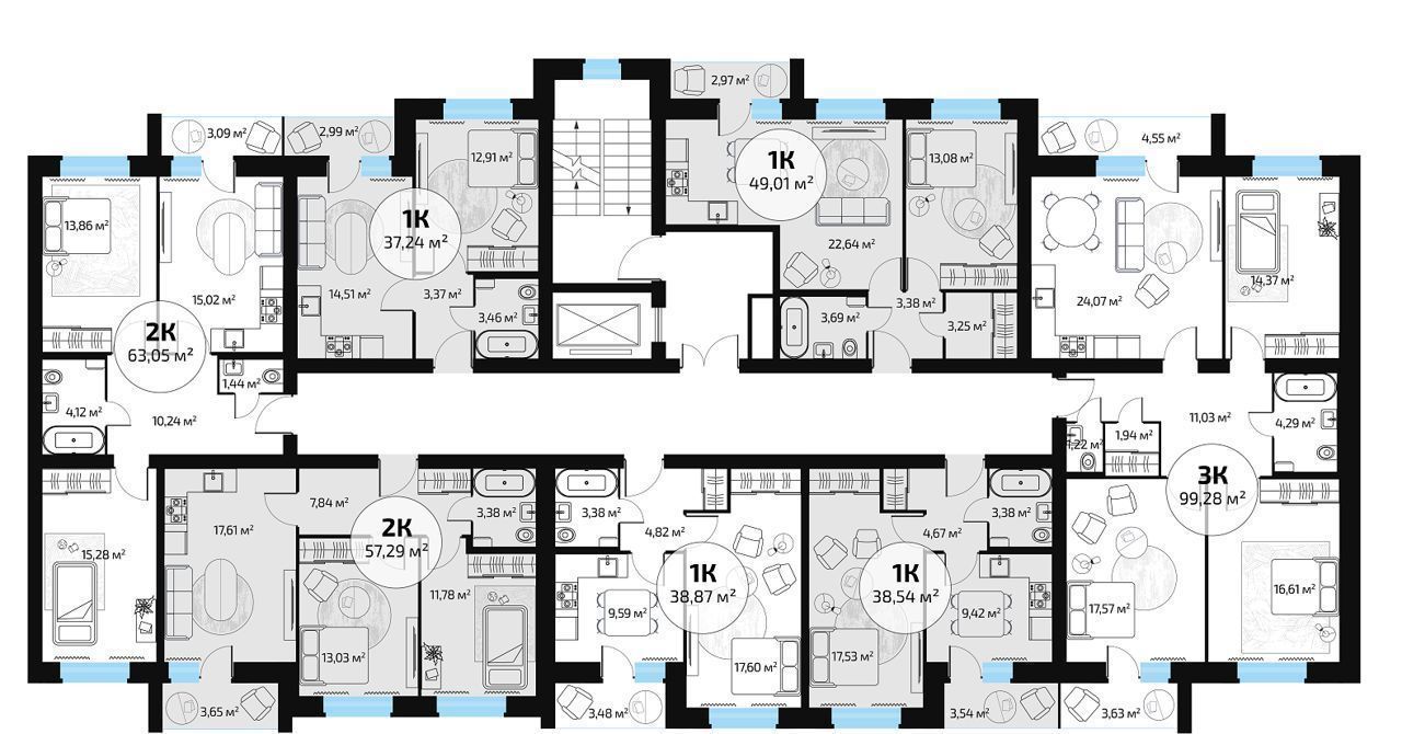 квартира г Самара п Мехзавод кв-л 1 60 р-н Красноглинский блок-секция 59 фото 3