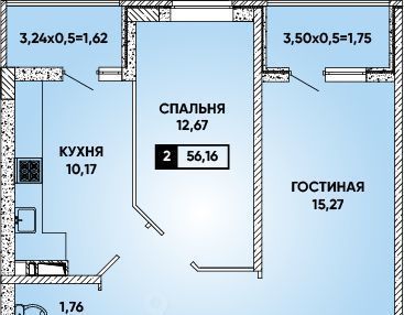 квартира г Краснодар р-н Прикубанский микрорайон «Губернский» фото 1