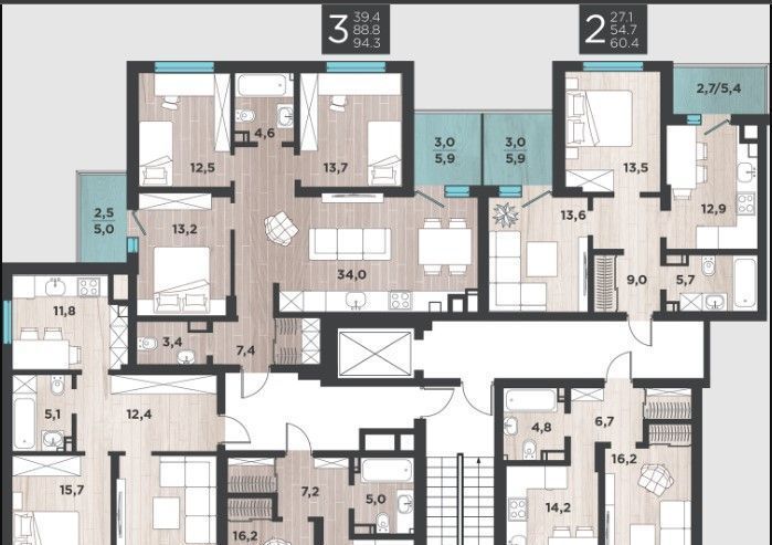 квартира г Калининград р-н Ленинградский ул Большая Окружная 3-я 243 фото 2