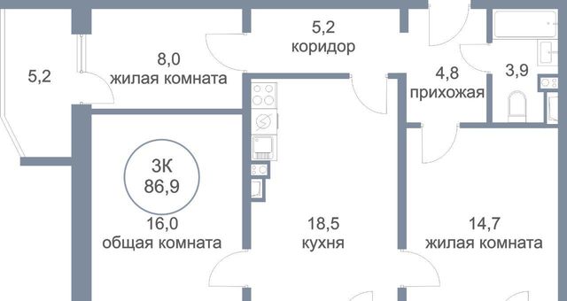 квартира г Сургут пос Гидростроитель ул Монтажников 3 фото