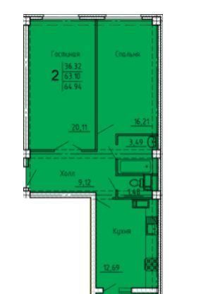 квартира г Пенза р-н Октябрьский мкр 6-й 6 ЖК «Арбековская застава», Октябрьский район фото 2