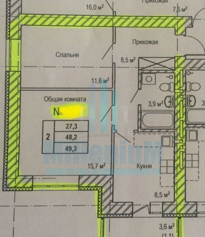 квартира г Кемерово р-н Ленинский б-р Строителей 63 фото 12