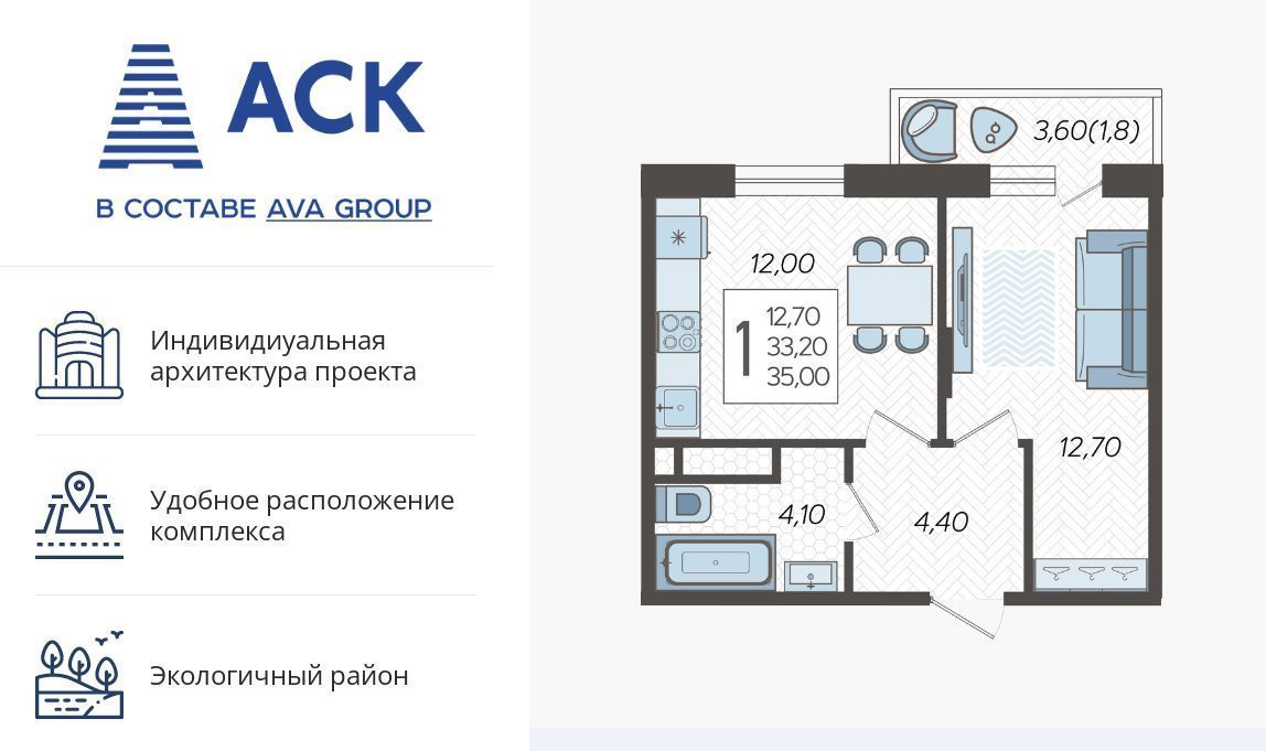 квартира г Краснодар р-н Прикубанский Парковый ул Садовое кольцо ЖК «Зеленодар» Прикубанский округ фото 1