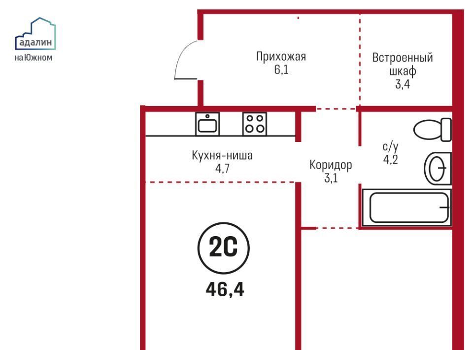 квартира г Барнаул рп Южный ул Герцена 3к/2 фото 1