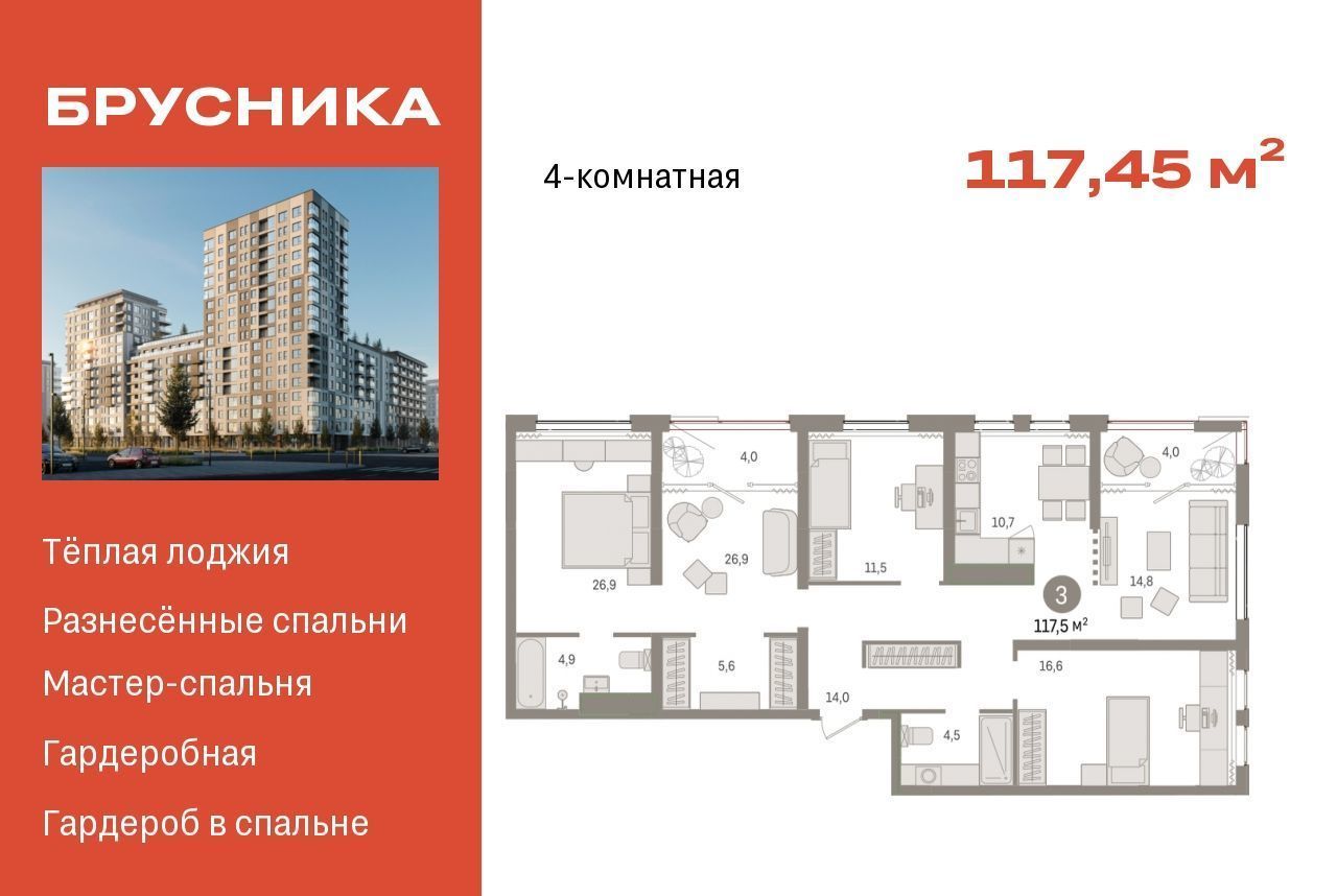 квартира г Сургут 35-й микрорайон ЖК квартал Новин 35-й фото 1