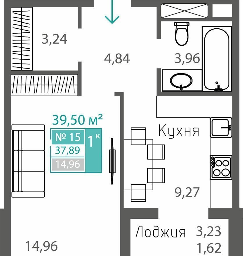 квартира г Симферополь р-н Киевский пр-кт Александра Суворова 15к/4 фото 2