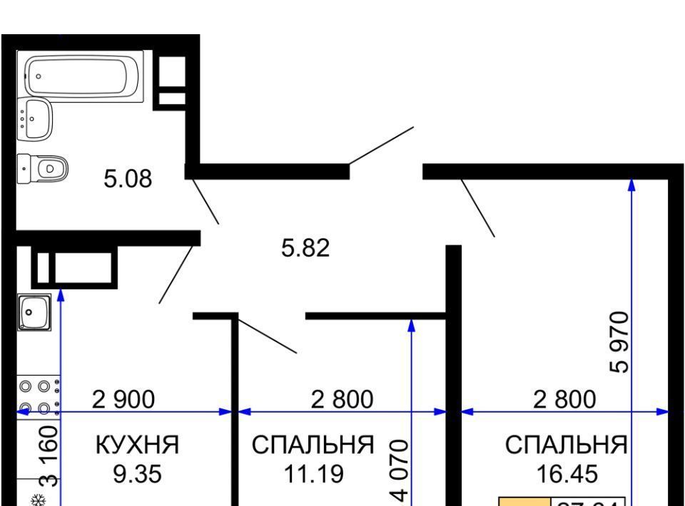 квартира г Краснодар р-н Прикубанский мкр им Петра Метальникова ЖК «Лучший» фото 1