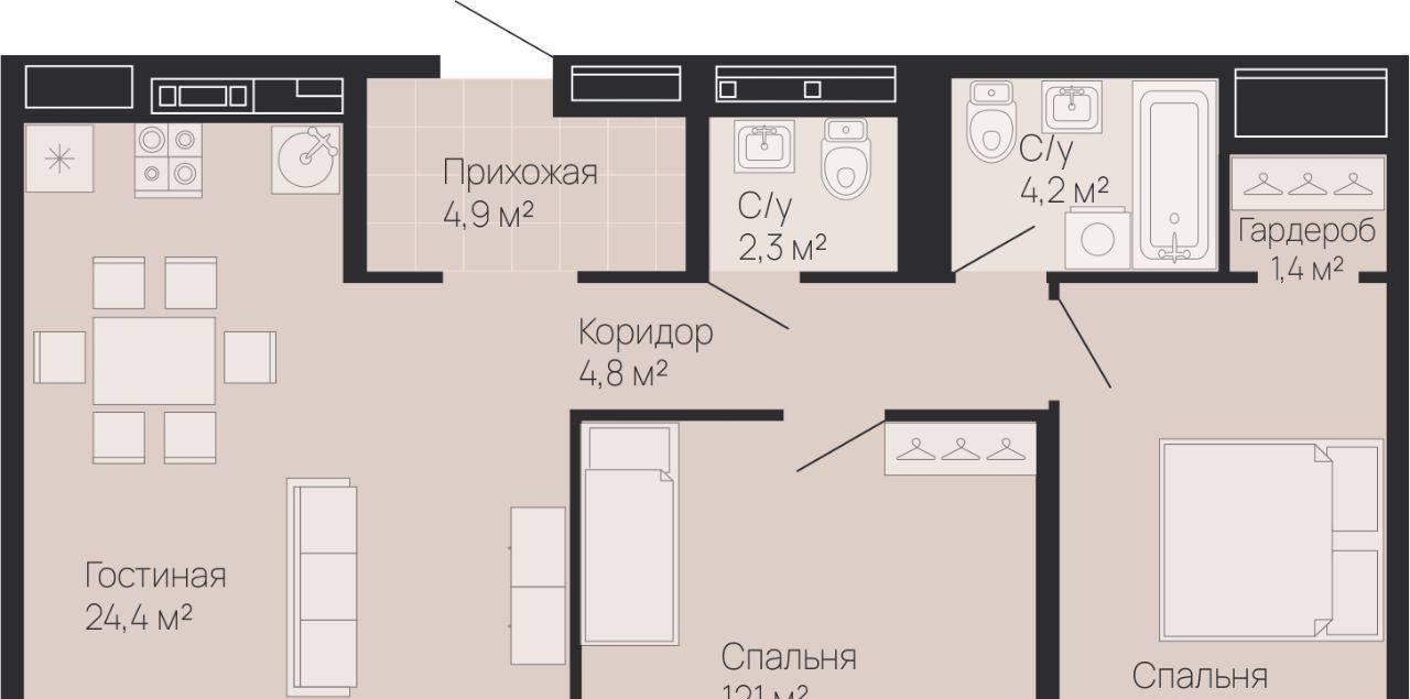 квартира г Нижний Новгород р-н Советский Резиденция ЖК фото 1