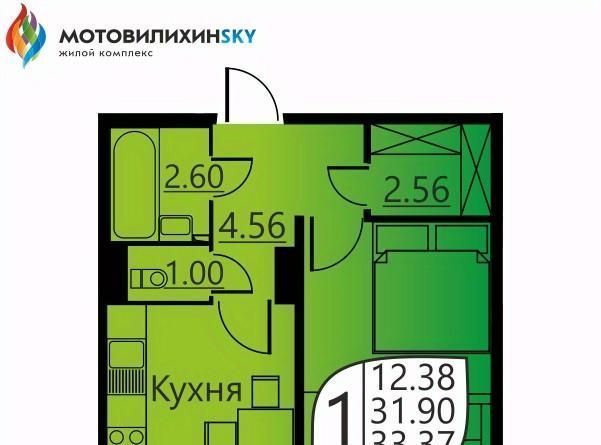 квартира г Пермь р-н Мотовилихинский Вышка 2 ул Гашкова 51 фото 1