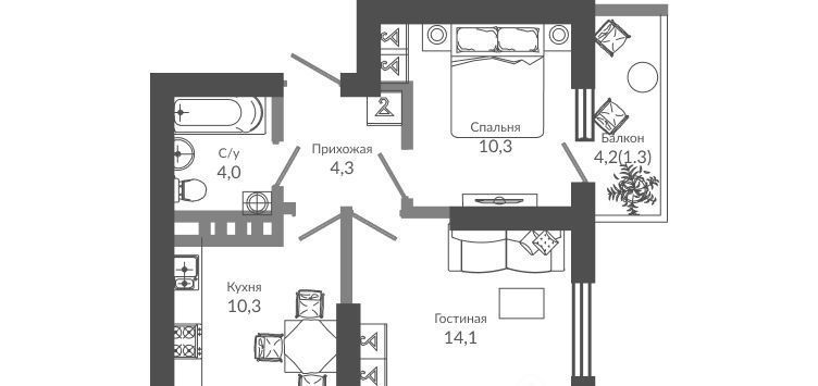 квартира г Сочи р-н Адлерский посёлок Кудепста ЖК Флора Кудепста ул Искры 66/4 Хостинский внутригородской район, улица Искры фото 1