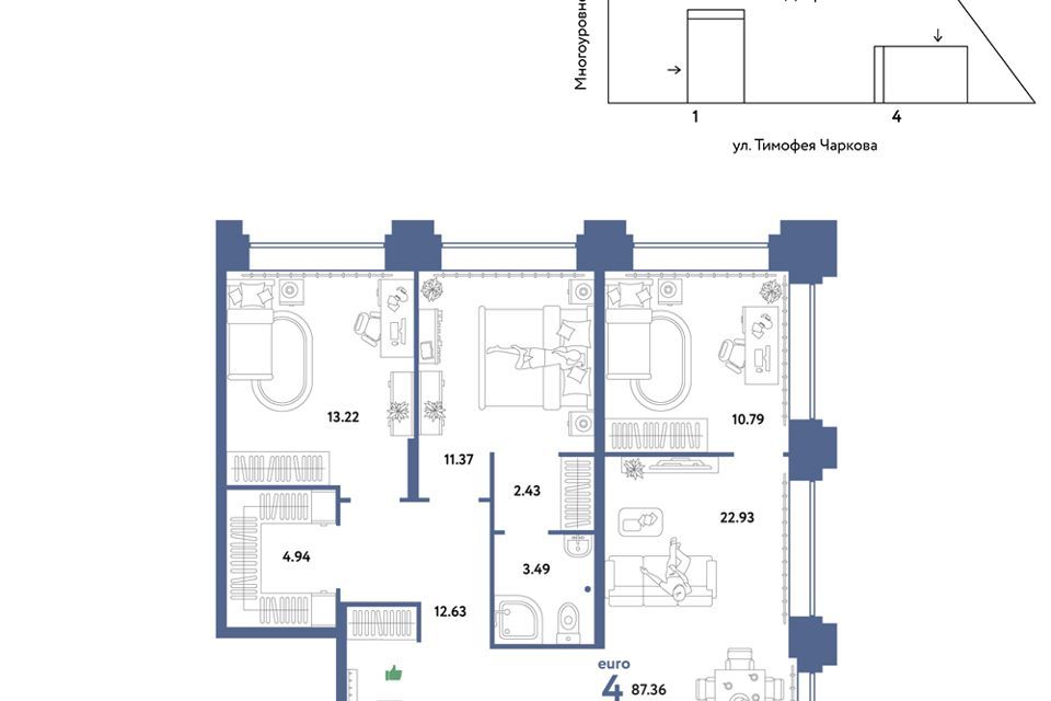 квартира г Тюмень ул Беляева 35к/1 фото 1