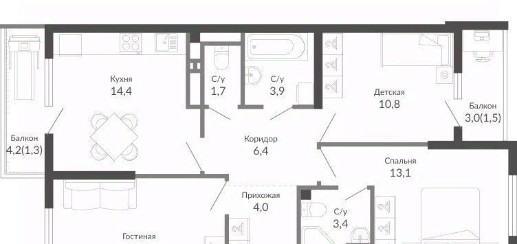 квартира г Новороссийск р-н Центральный ул Куникова 47г ЖК Облака 2 фото 2