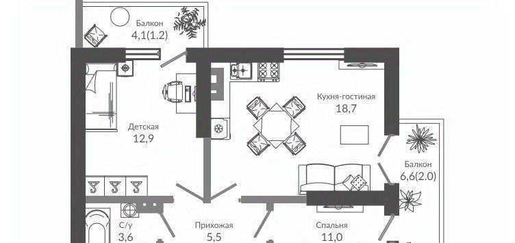 квартира г Сочи р-н Адлерский посёлок Кудепста ЖК Флора фото 2