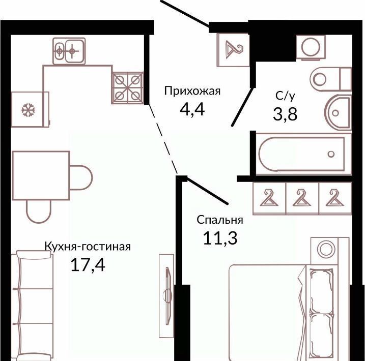 квартира г Краснодар р-н Прикубанский ш. Ближний Западный Обход, 2к 4 фото 4