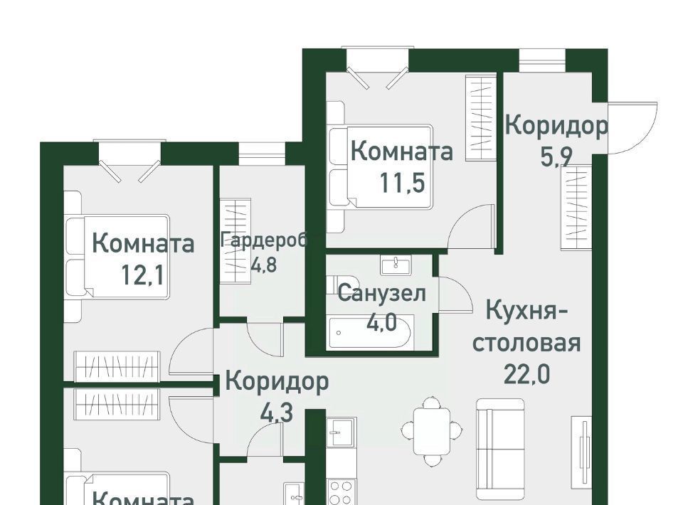 квартира р-н Сосновский п Западный р-н мкр Привилегия Кременкульское с/пос фото 1