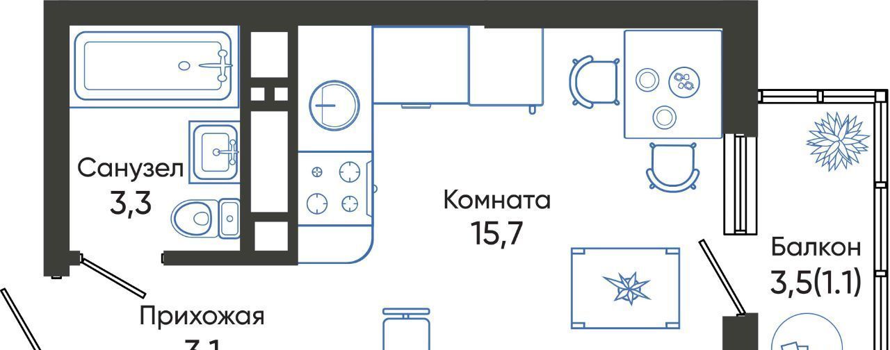 квартира г Новороссийск р-н Центральный ул Куникова 47г ЖК Облака 2 фото 2