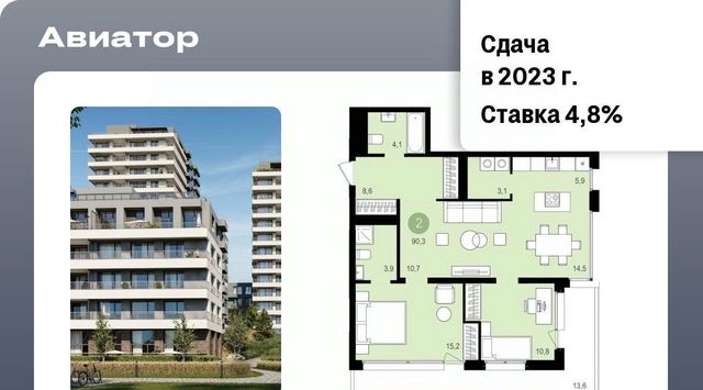 квартира г Новосибирск р-н Заельцовский Заельцовская Аэропорт ул Аэропорт 1/1 ЖК Авиатор 1/1 фото