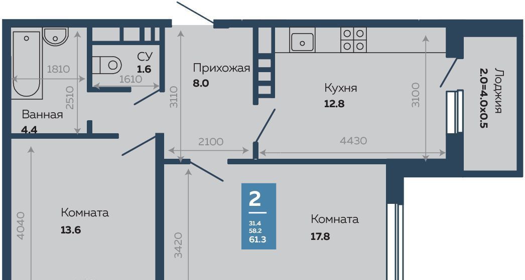 квартира г Краснодар р-н Прикубанский ул Героев-Разведчиков 11/3 фото 1