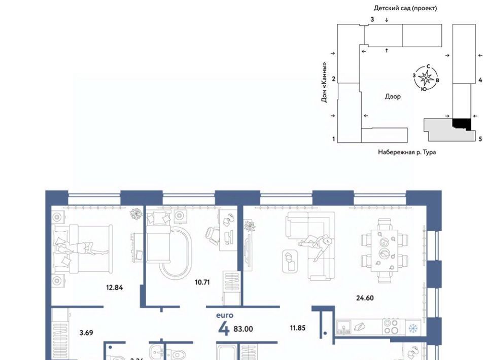 квартира г Тюмень р-н Центральный ул Береговая 100к/1 фото 1