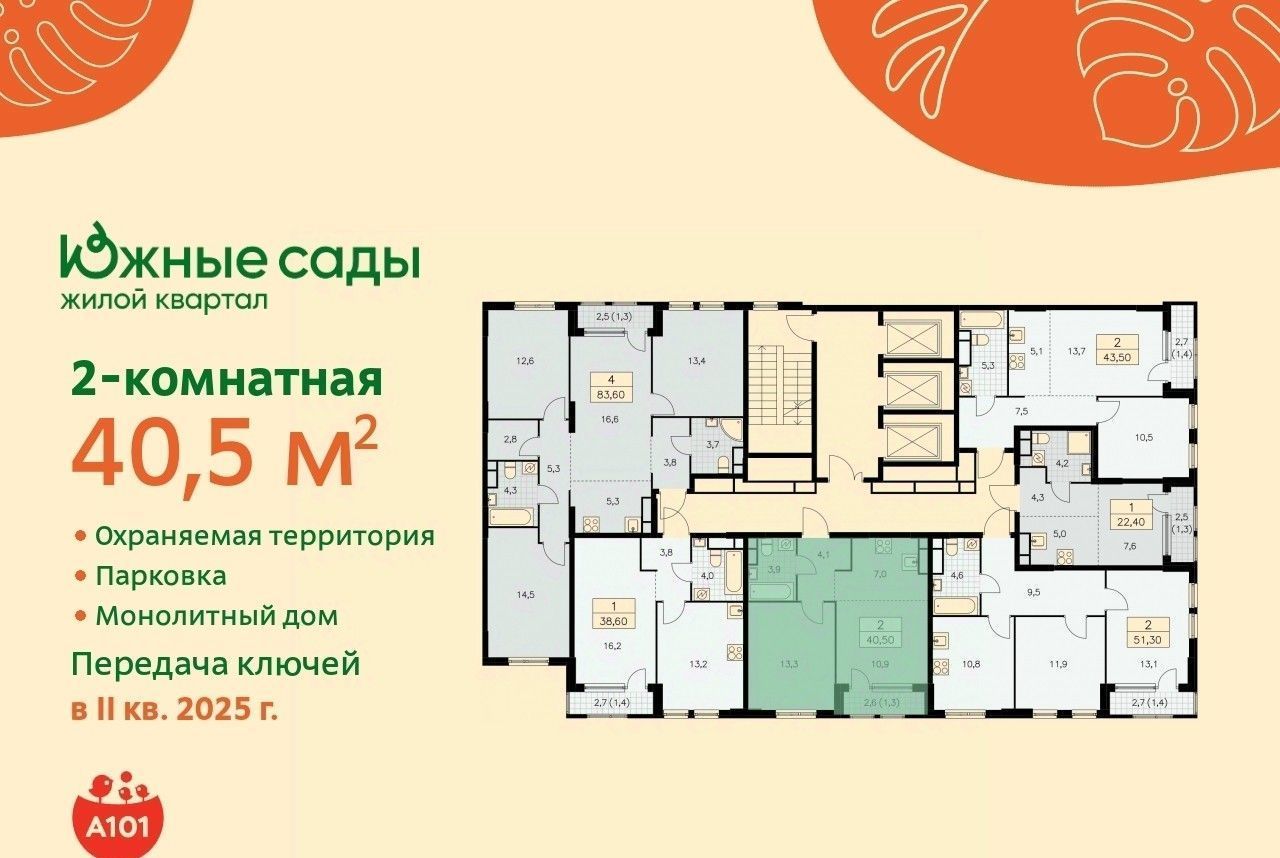 квартира г Москва метро Бунинская аллея ЖК «Южные сады» к 2. 3 фото 2