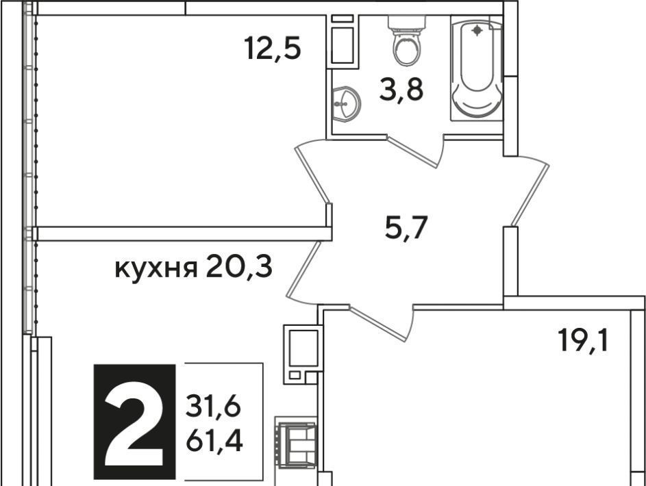 квартира г Краснодар р-н Прикубанский ул им. Константина Гондаря 8к/6 ЖК Самолёт-6 фото 2