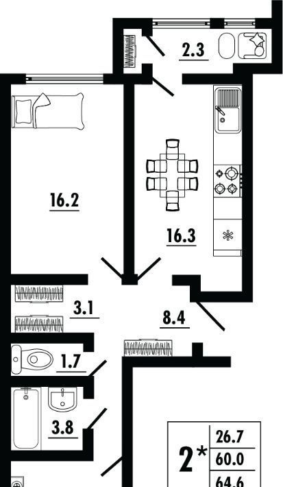 квартира г Ростов-на-Дону р-н Советский ул Благодатная 164 фото 1