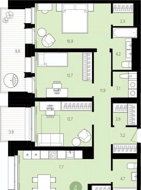 квартира г Сургут пр-кт Пролетарский 32-й, с 9 фото 1