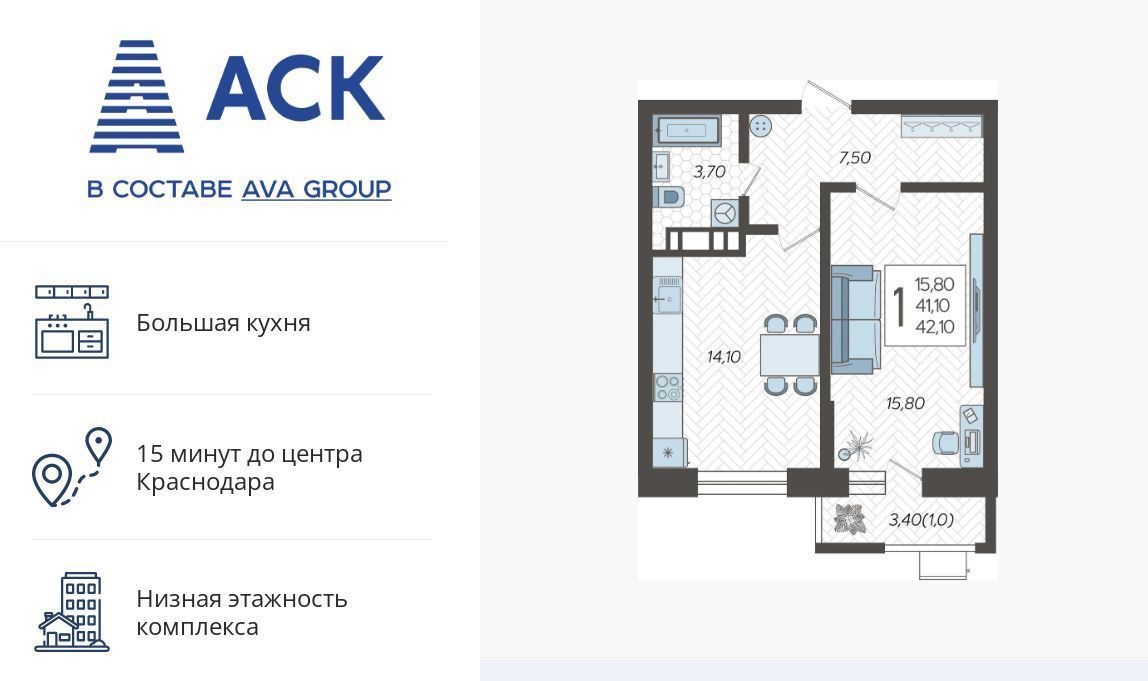 квартира г Краснодар р-н Прикубанский микрорайон 9-й километр ул Ярославская 115/3 фото 1