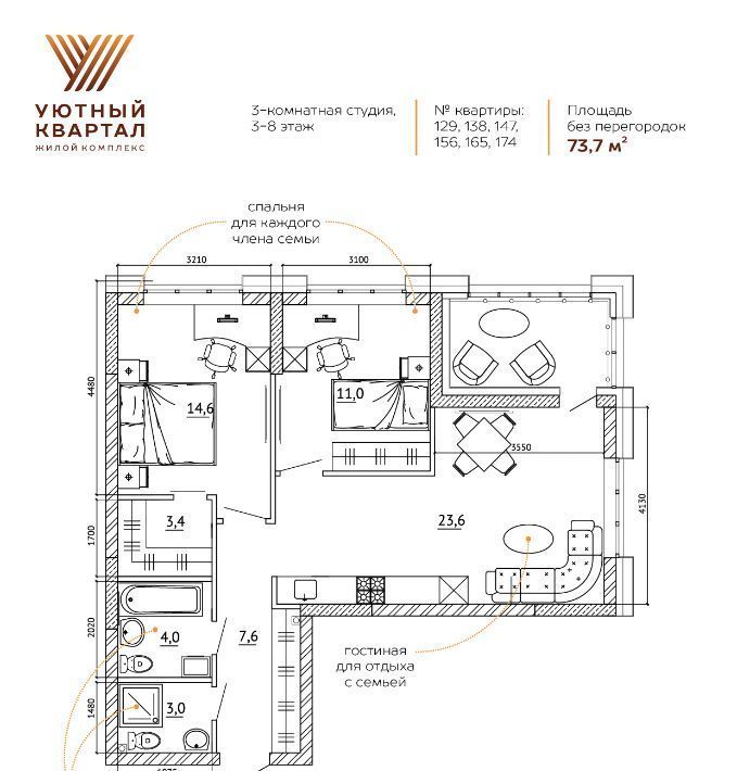 квартира г Кемерово р-н Ленинский ЖК «Уютный Квартал» фото 4