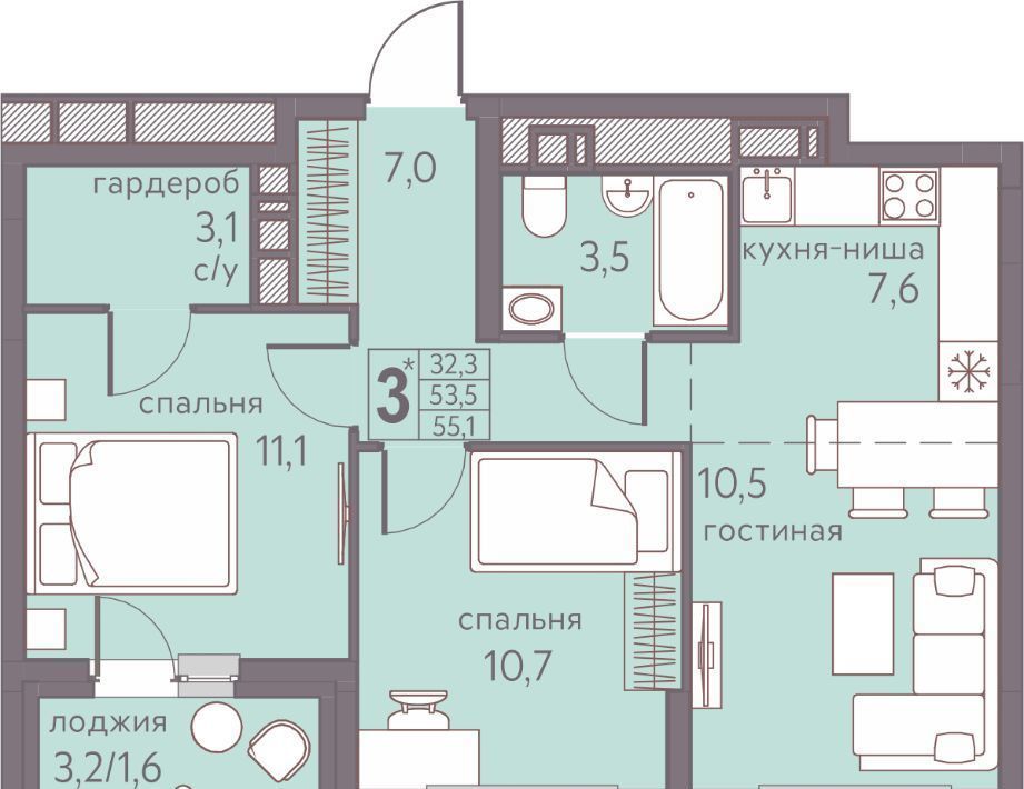 квартира г Пермь р-н Мотовилихинский ул Серебристая 5 фото 1