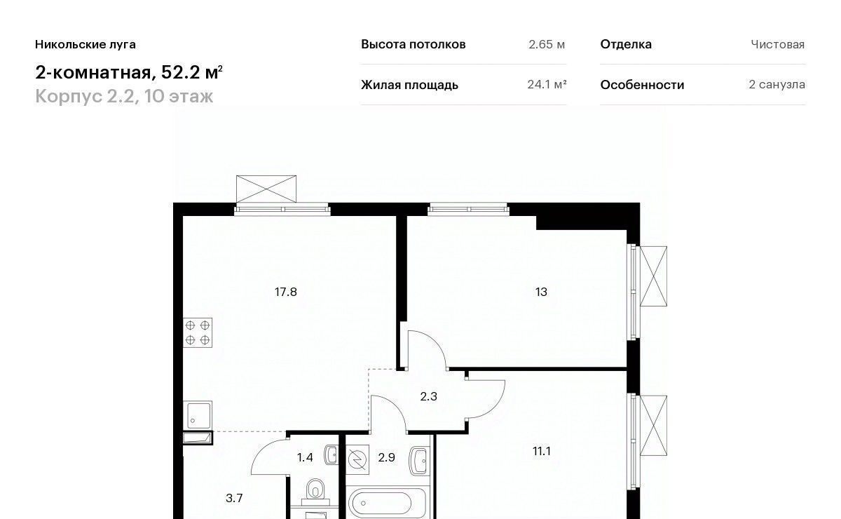 квартира г Москва метро Щербинка ЖК Никольские Луга 2/2 фото 1