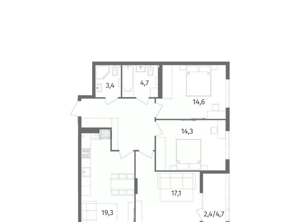 квартира г Калининград р-н Центральный ул Маршала Борзова 109 фото 3