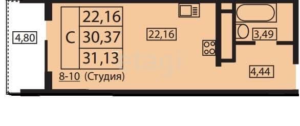 квартира г Краснодар ул Автолюбителей 1дк/2 муниципальное образование Краснодар фото 6