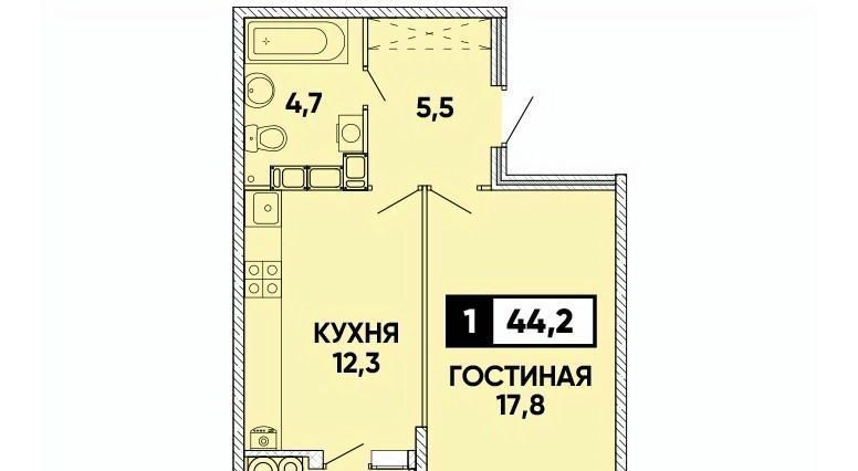 квартира г Ставрополь р-н Промышленный ЖК Кварталы 17/77 фото 1