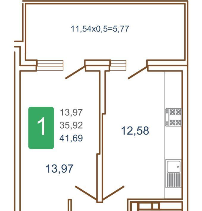 квартира г Краснодар р-н Прикубанский ул им. Кирилла Россинского 3/1к 1 фото 2