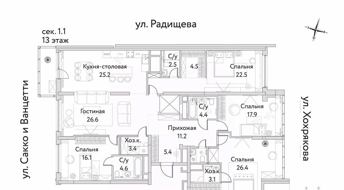 квартира г Екатеринбург Геологическая Центральный жилрайон, На Хохрякова клубный дом фото 2