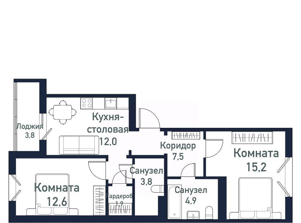 квартира р-н Сосновский п Западный микрорайон «Просторы» Кременкульское с/пос фото 1