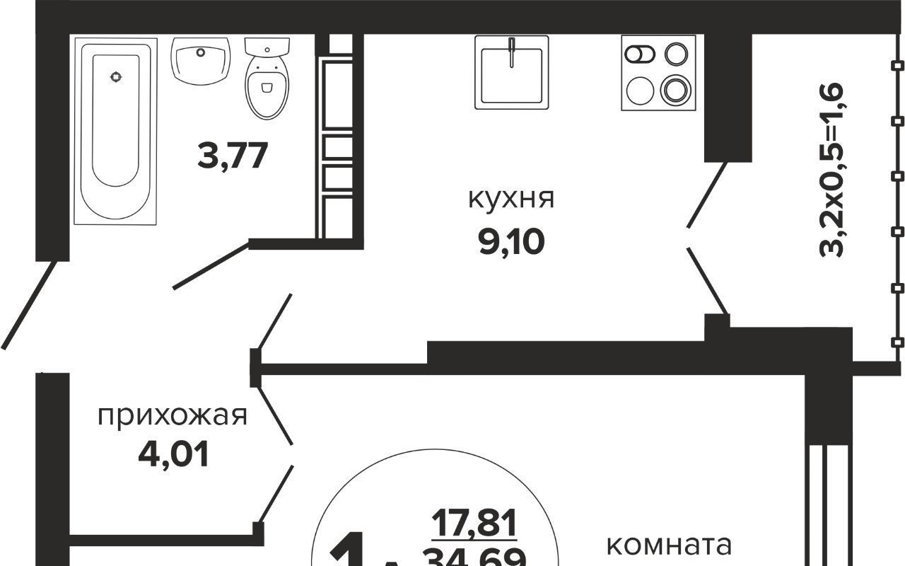 квартира г Краснодар р-н Прикубанский Музыкальный ул им. Дунаевского И.И. фото 1