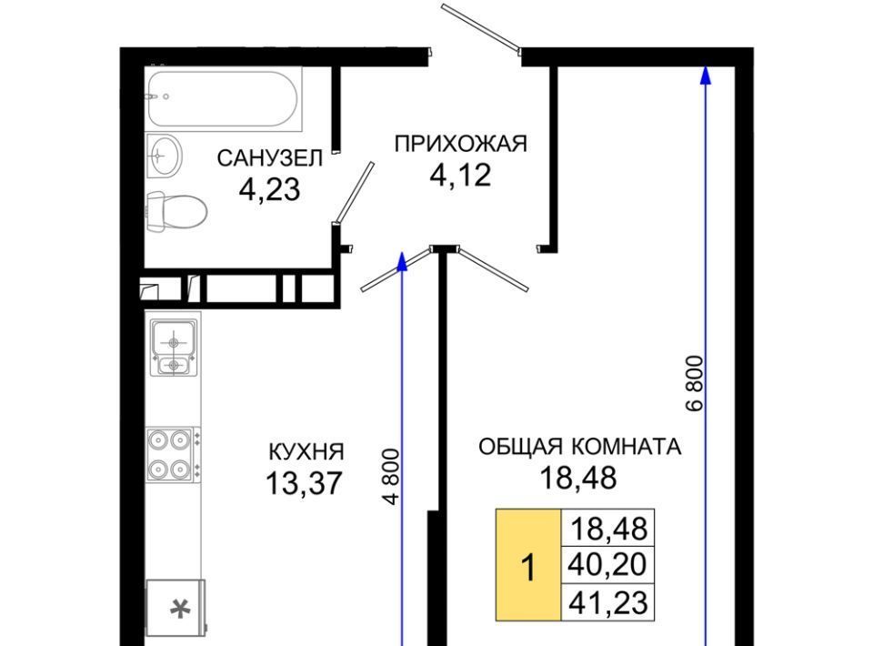 квартира г Краснодар р-н Прикубанский мкр им Петра Метальникова ЖК «Лучший» фото 1