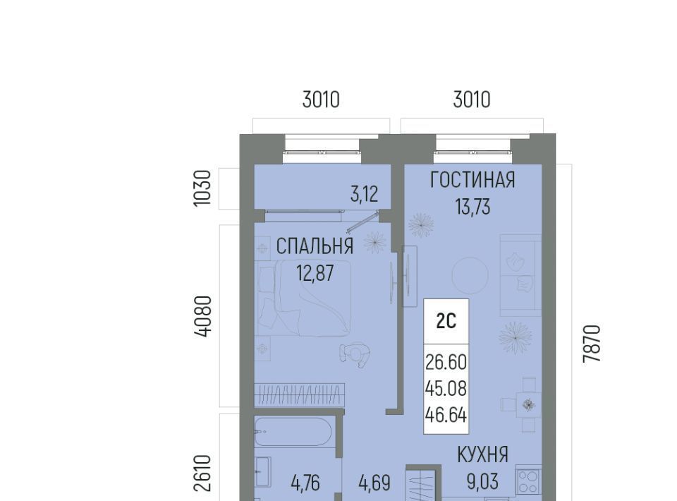 квартира г Уфа р-н Октябрьский ЖК «Новатор» Глумилино-1 мкр фото 1