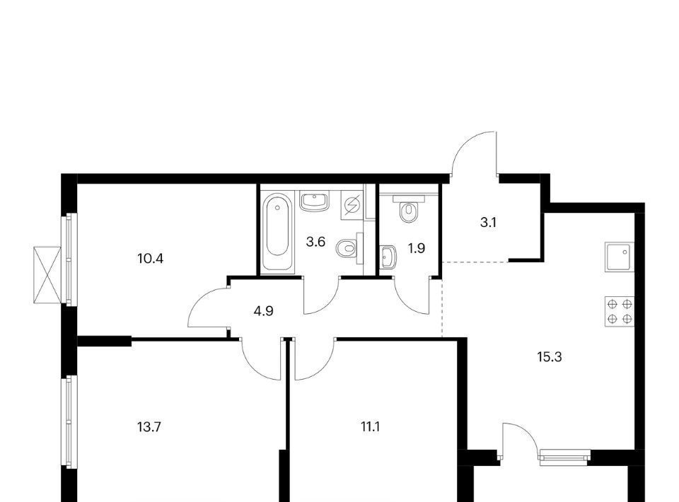 квартира г Обнинск ул Курчатова 25/4 фото 1