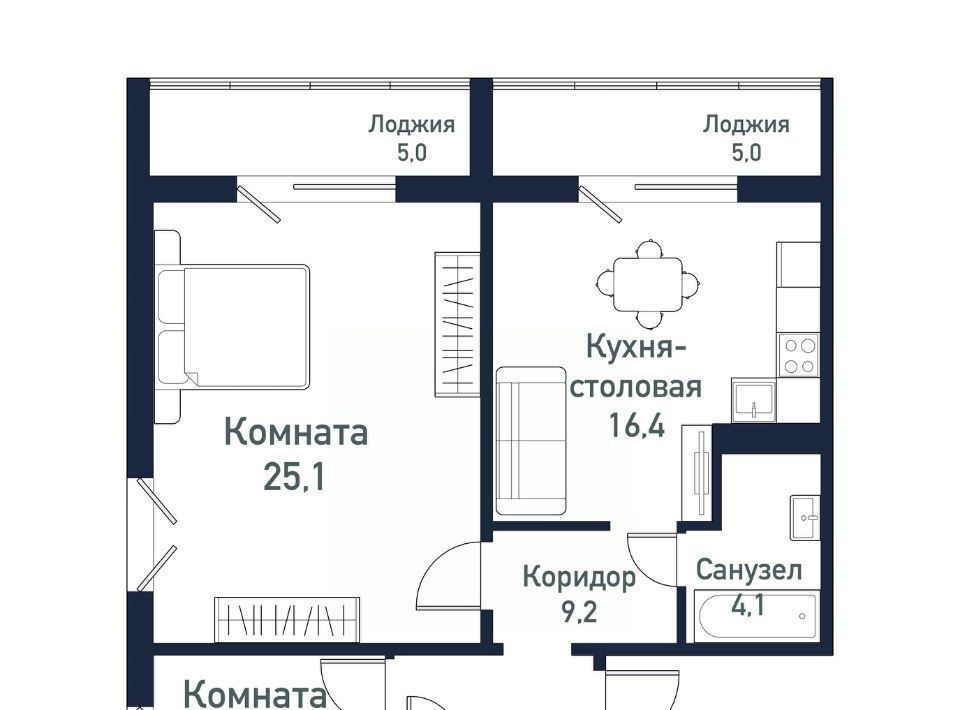 квартира р-н Сосновский п Западный Кременкульское с/пос, ул. Имени капитана Ефимова, 3 фото 1