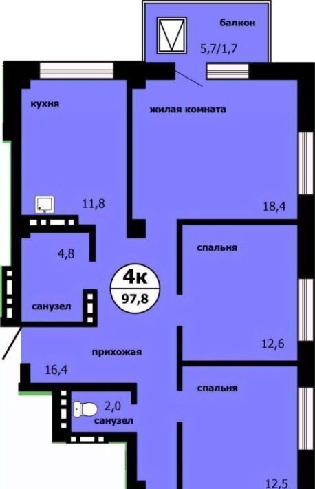 квартира г Красноярск р-н Свердловский ул Лесников 55 фото 1